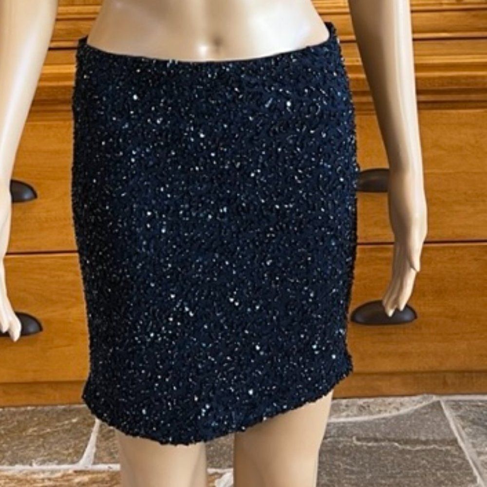 Haute Hippie Midnight Blue Sequin Mini Skirt Size Small NWT
